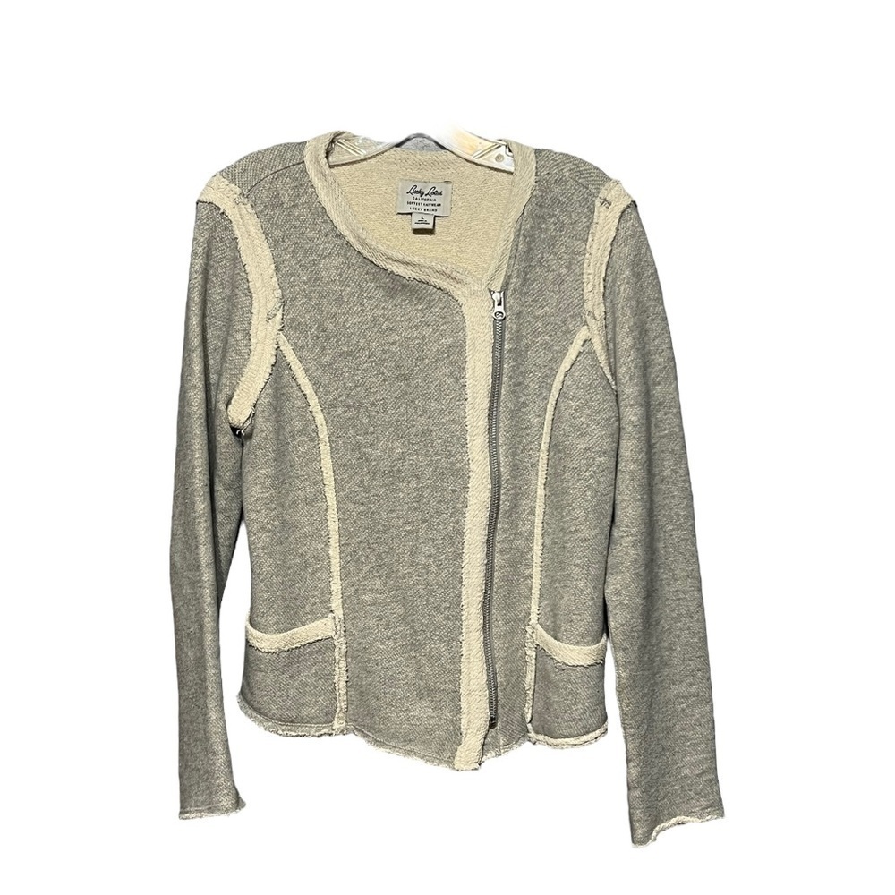 Lucky Brand Lucky Lotus Softest Knit Fleece Jacket Gray Large